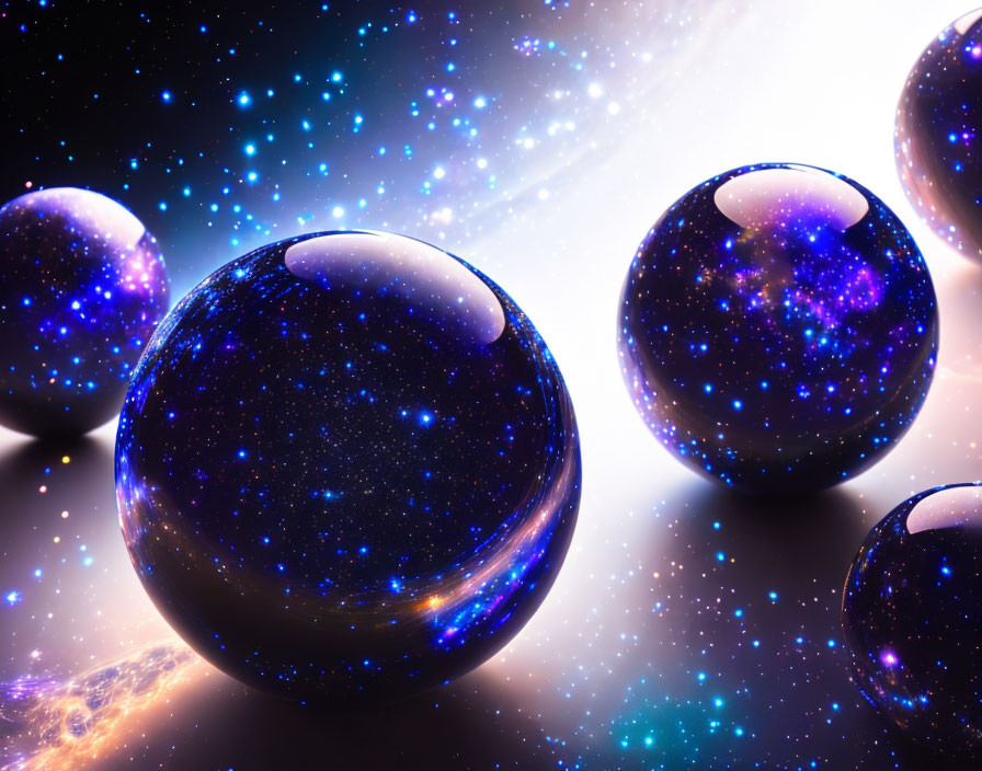 Shimmering reflective spheres in cosmic space