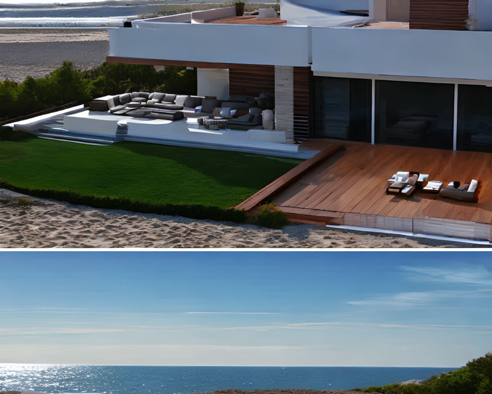 Contemporary Beachfront House with Ocean View & Expansive Terraces