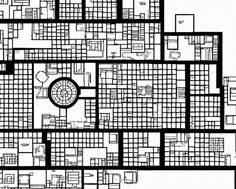 Detailed Black and White Floor Plan with Room Types and Furniture Symbols