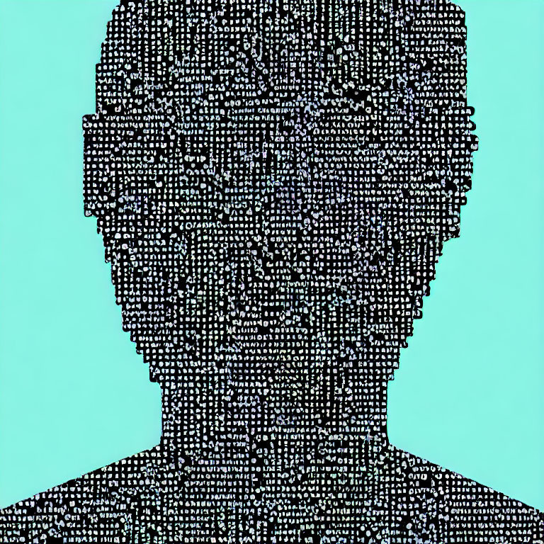 Text Composition Silhouette on Teal Background