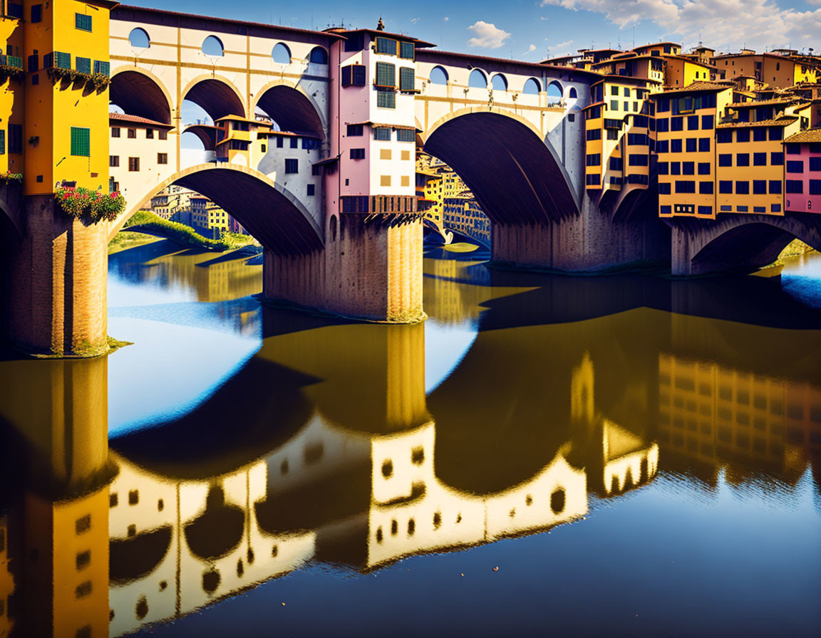 Vibrant photo: Ponte Vecchio bridge, Arno River, Florence, Italy