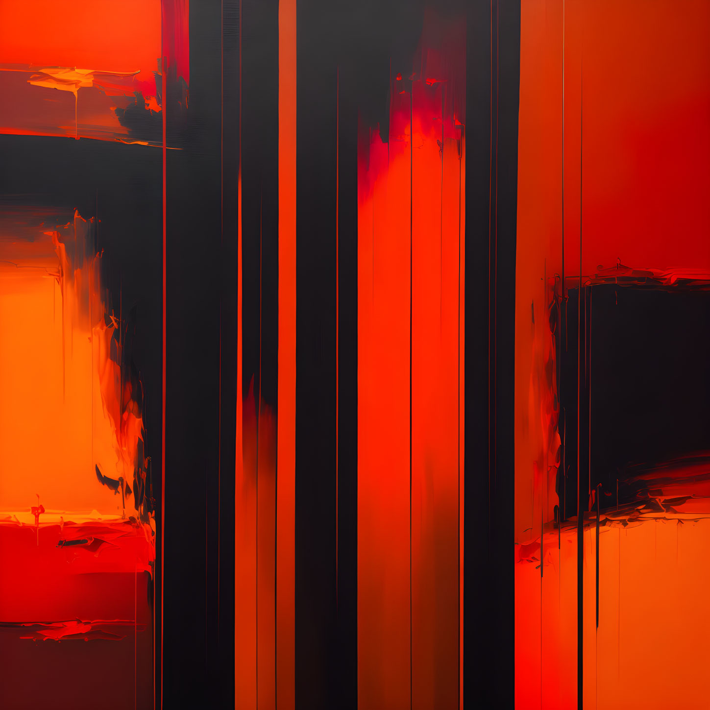 Vertical Streaks in Orange and Red Abstract Digital Art