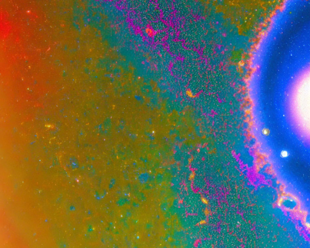 Abstract cosmic image: Vibrant rainbow gradient with sparkling star-like dots