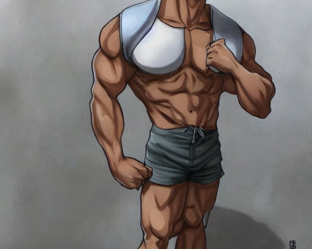 Muscular tiger character in tank top, shorts, and sneakers posing confidently