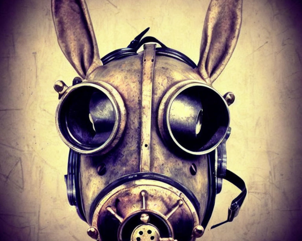 Metallic Donkey Ears Steampunk Mask with Round Goggles