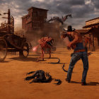 Cowboy faces monstrous creatures in Wild West town standoff