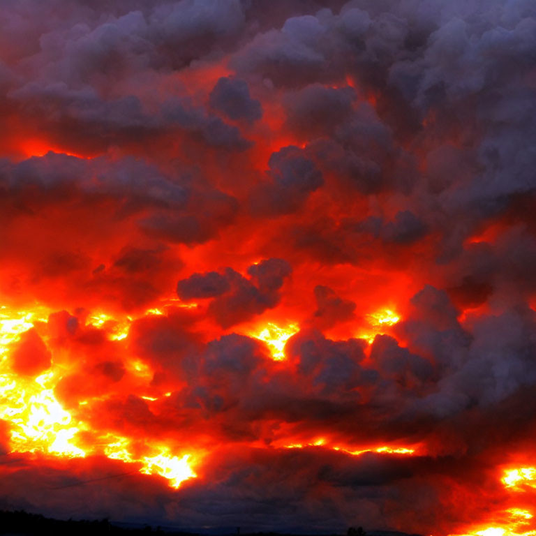 Dramatic Fiery Sunset with Red and Orange Sky