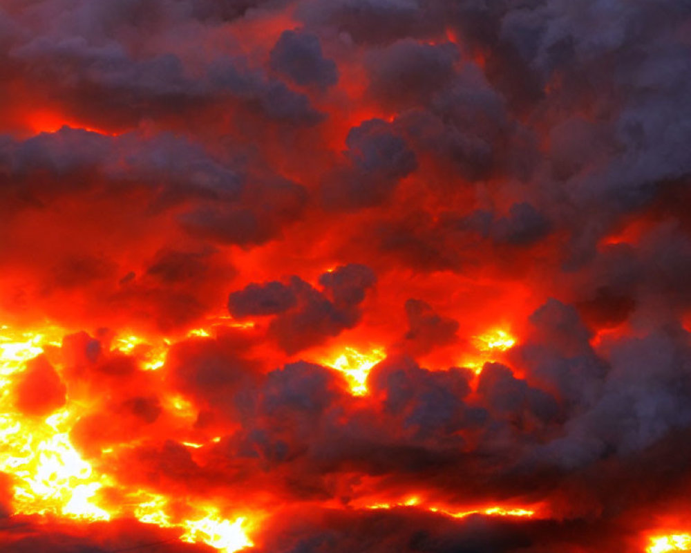 Dramatic Fiery Sunset with Red and Orange Sky