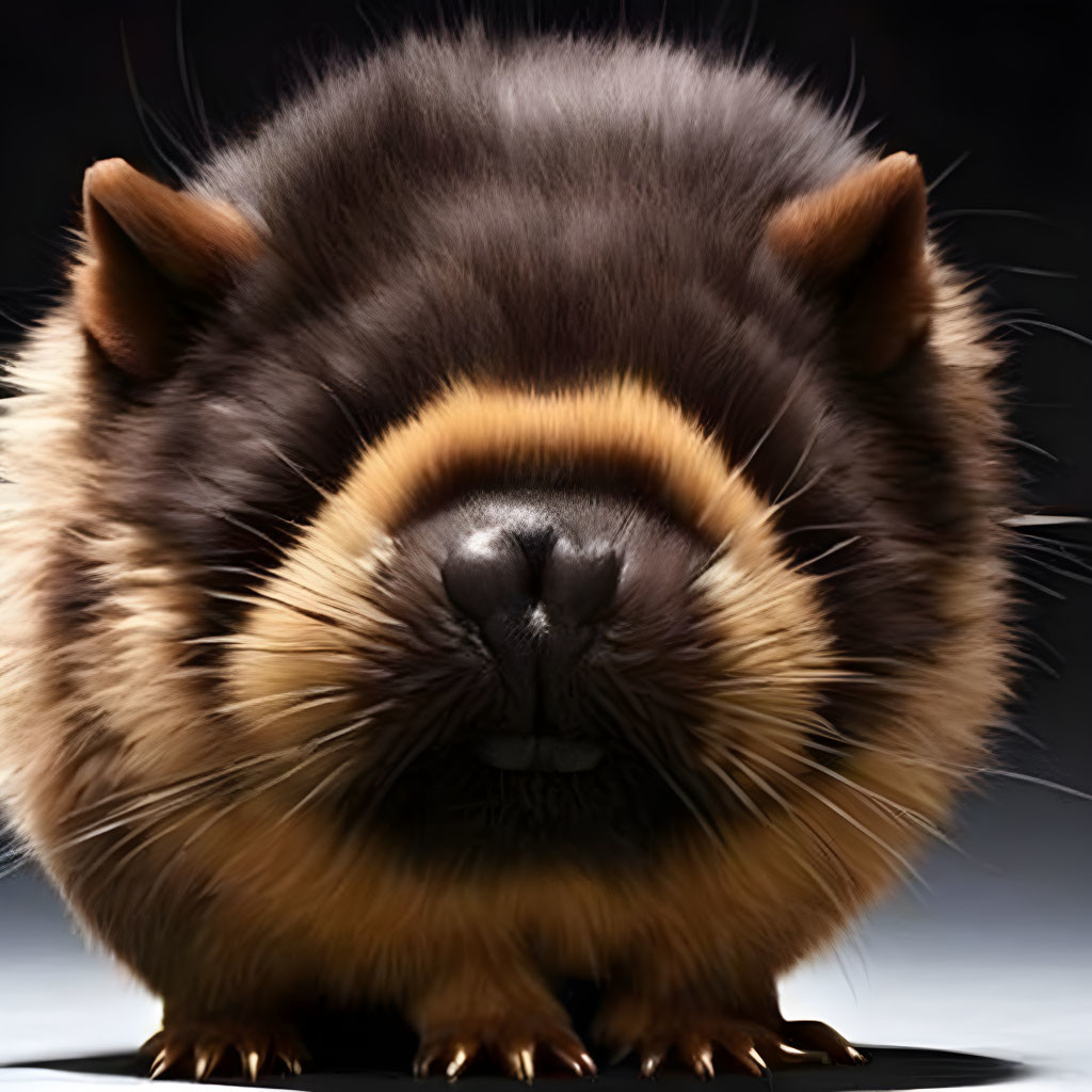 Brown creature with bear-like face and fluffy fur close-up.