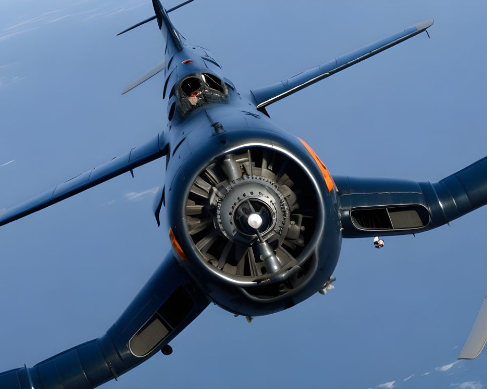 Airplane in Flight: Landing Gear, Jet Engine, and Propellers in Close-up View