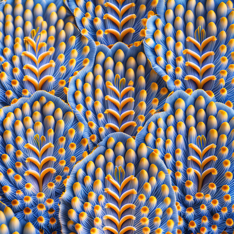 Colorful Blue and Orange Christmas Tree Worms Displaying Feathery Radioles