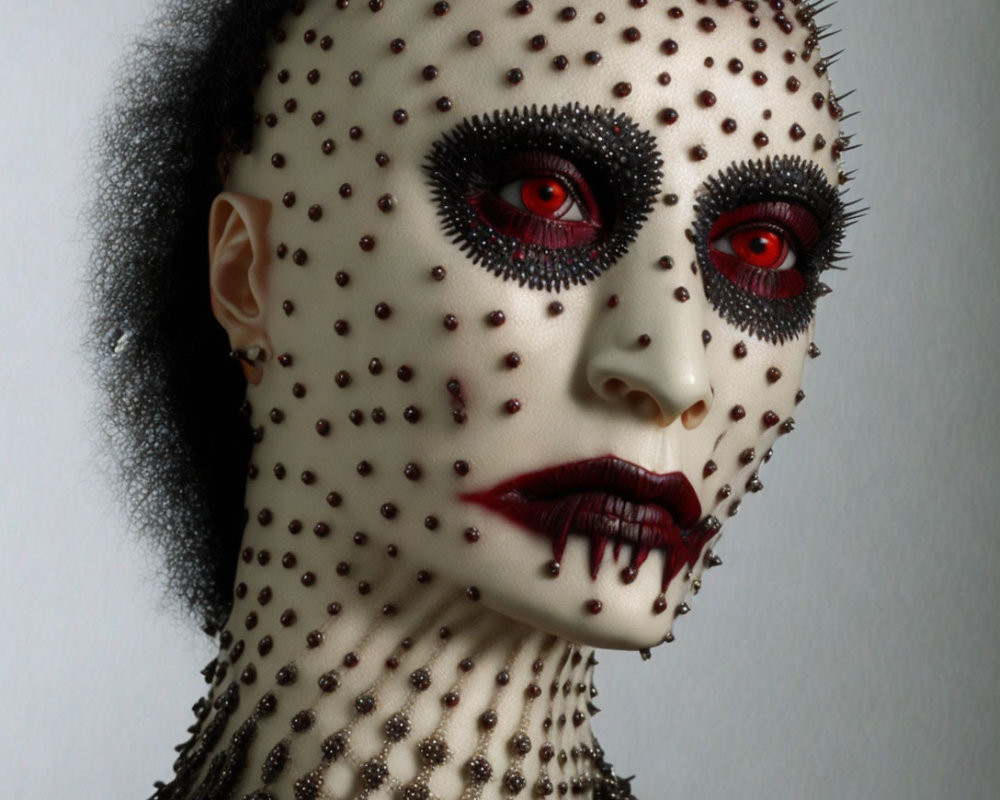 Person with Pin-Cushion Effect Makeup and Prosthetics