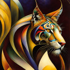 Colorful Stylized Tiger Painting with Abstract Patterns