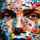 Colorful Puzzle Pieces Create Striking Face Mosaic