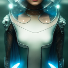 Elaborate Sci-Fi Costume with Glowing Blue Accents