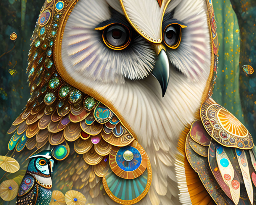 Colorful Digital Artwork Featuring Ornate Owl Design