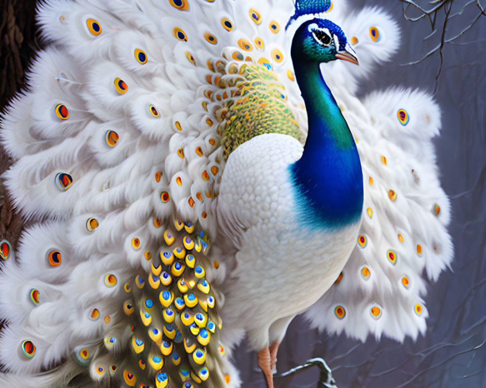 Colorful Peacock Displaying Vibrant Plumage