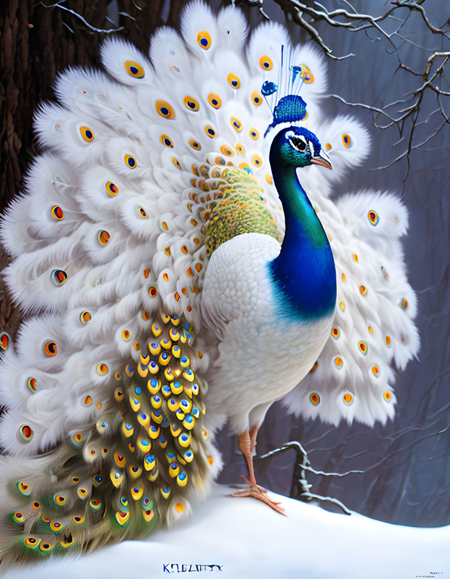 Colorful Peacock Displaying Vibrant Plumage