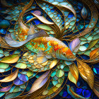 Colorful Psychedelic Fish Illustration with Bubble Background