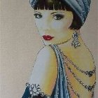 Vintage Art Deco Woman Illustration with Flapper Headband