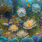 Colorful Fish and Intricate Coral in Vibrant Underwater Scene