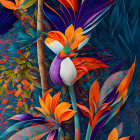 Colorful Tropical Digital Artwork Featuring Bird-of-Paradise Flowers