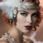 Portrait of Woman with Striking Blue Eyes and Floral Crystal Tiara