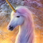 Colorful Unicorn with Golden Horn and Cosmic Background