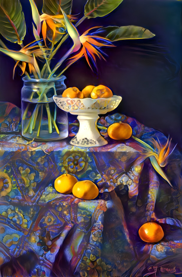 Still Life with Bird of Paradise and Lemons