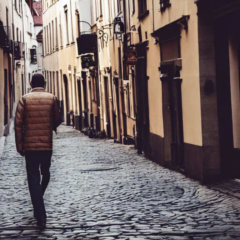 Historical European ambiance on cobblestone street