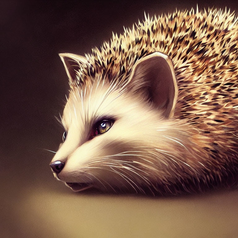 Digital artwork: Hedgehog with raccoon face, spiky quills, furry snout.