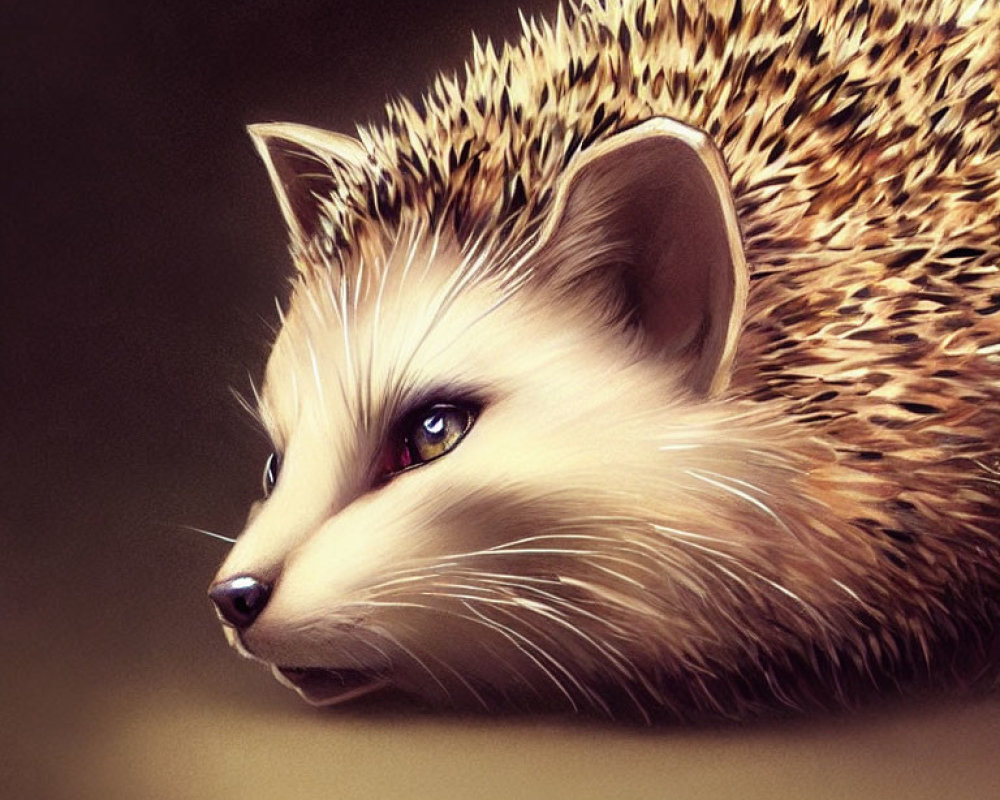 Digital artwork: Hedgehog with raccoon face, spiky quills, furry snout.