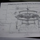 Multi-layered circular structure technical drawing with annotations on table.