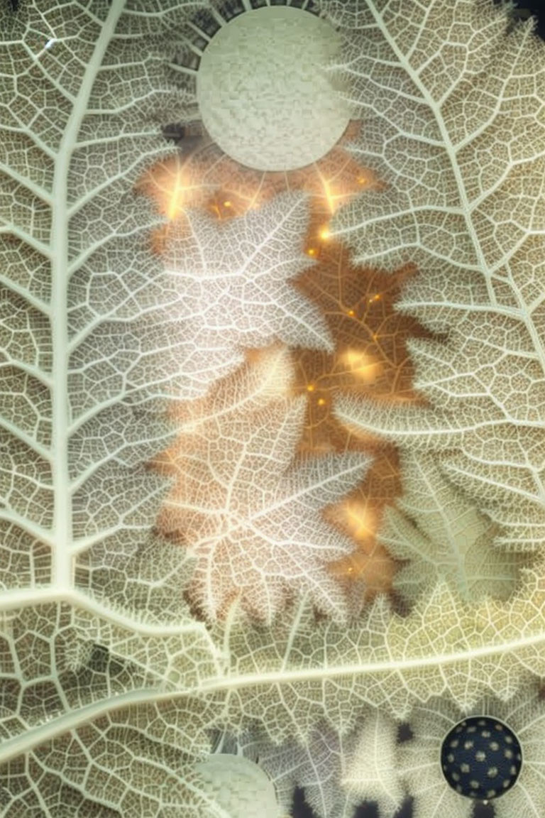 Detailed Close-Up of Leaf Skeleton with Intricate Veins and Patterns