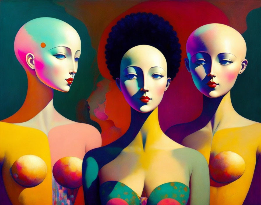 Colorful Stylized Female Portraits with Exaggerated Features