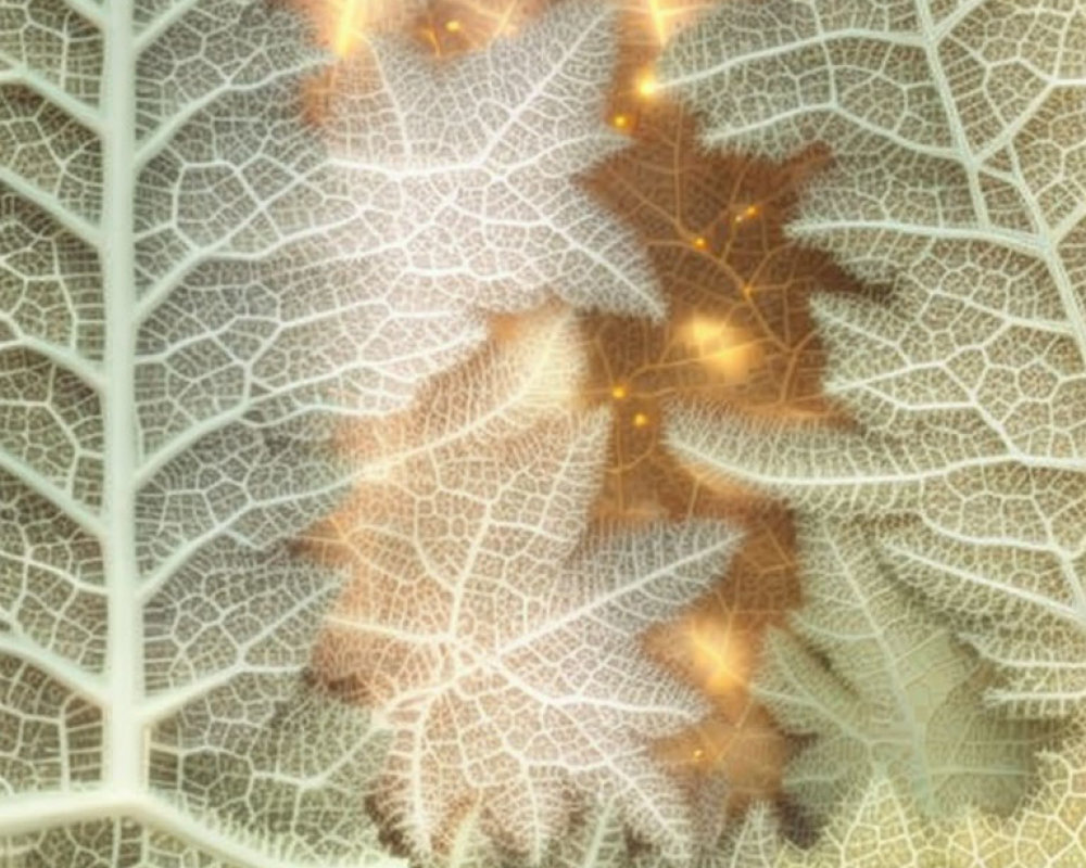 Detailed Close-Up of Leaf Skeleton with Intricate Veins and Patterns