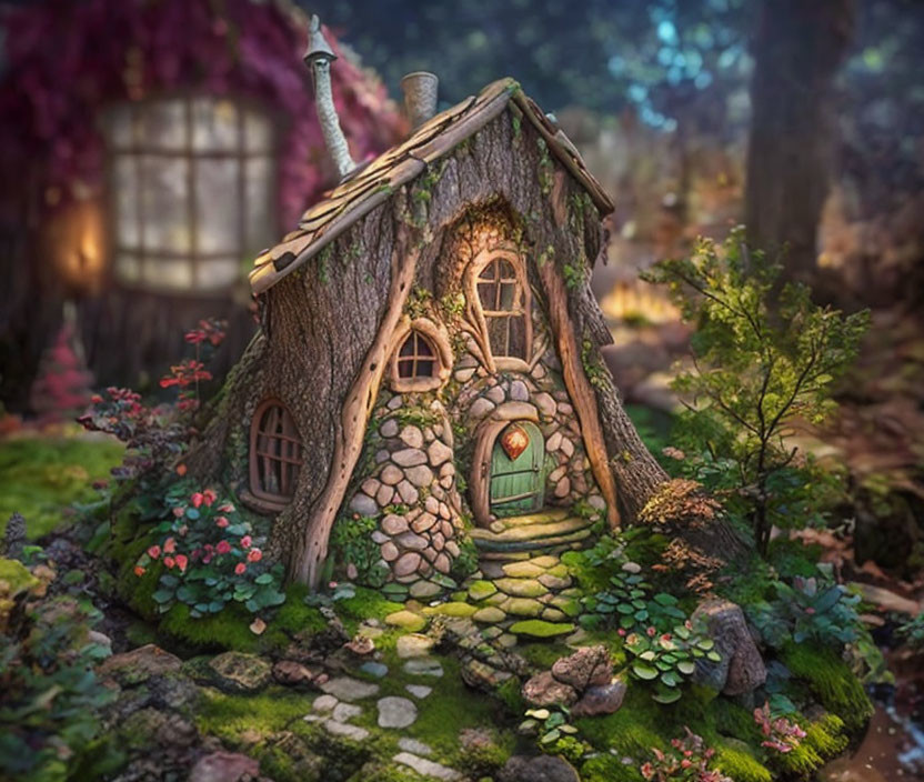 Thatched Roof Fairy-Tale Cottage in Enchanted Forest