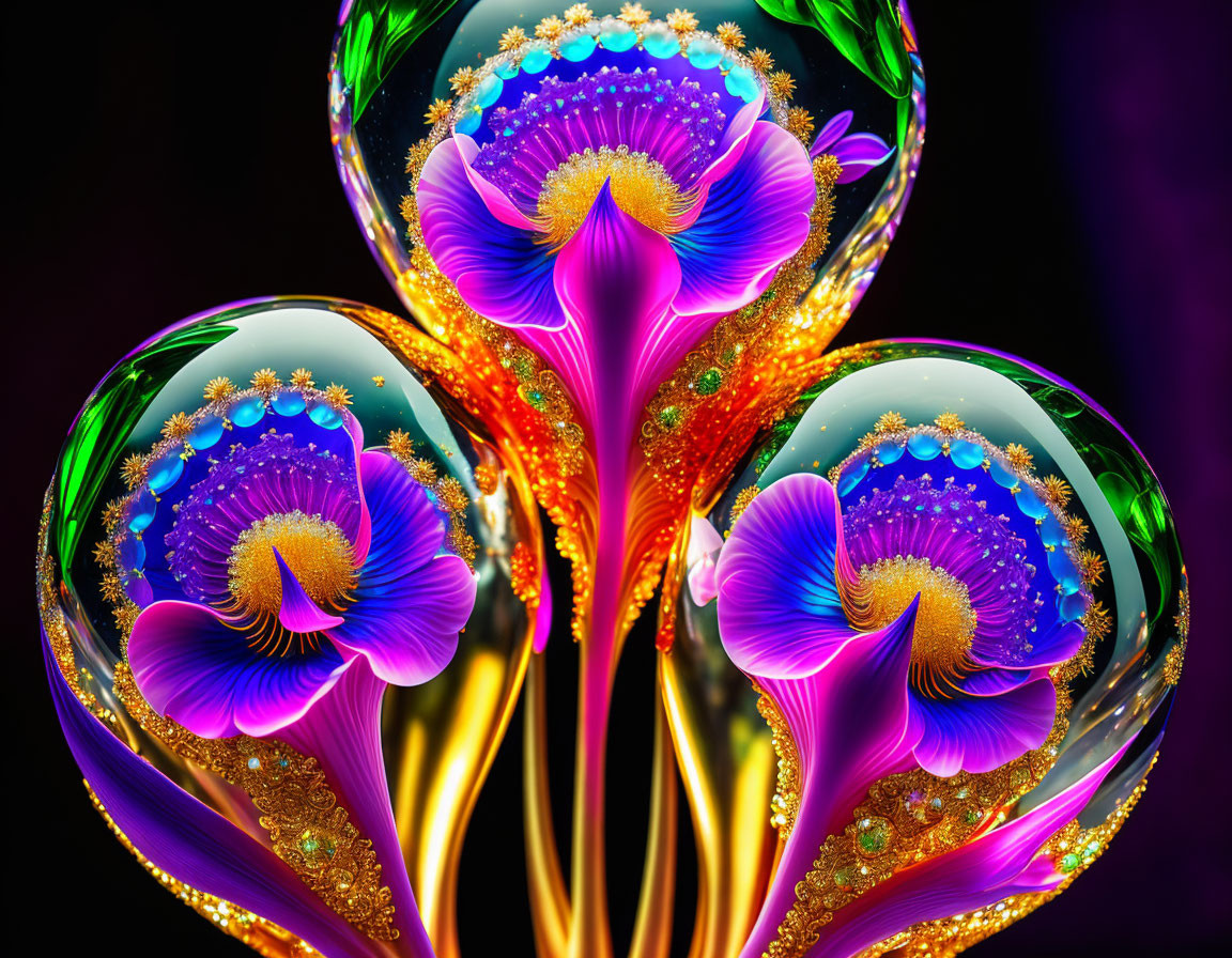 Abstract Floral Fractal Design in Vibrant Colors