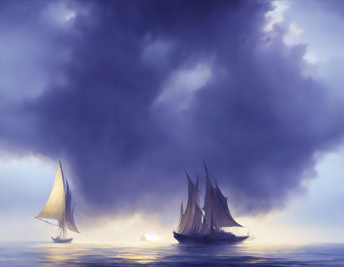 fog memory, sunlight on large looming sails