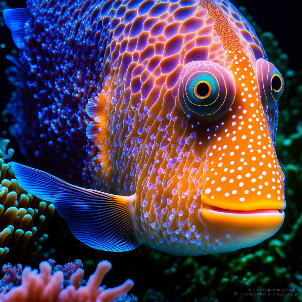 Colorful Marine Fish Swimming Near Coral Reef