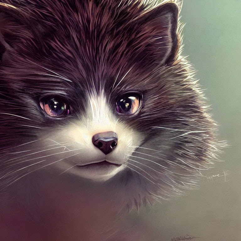 Detailed Close-Up Digital Artwork of Curious Raccoon Portrait