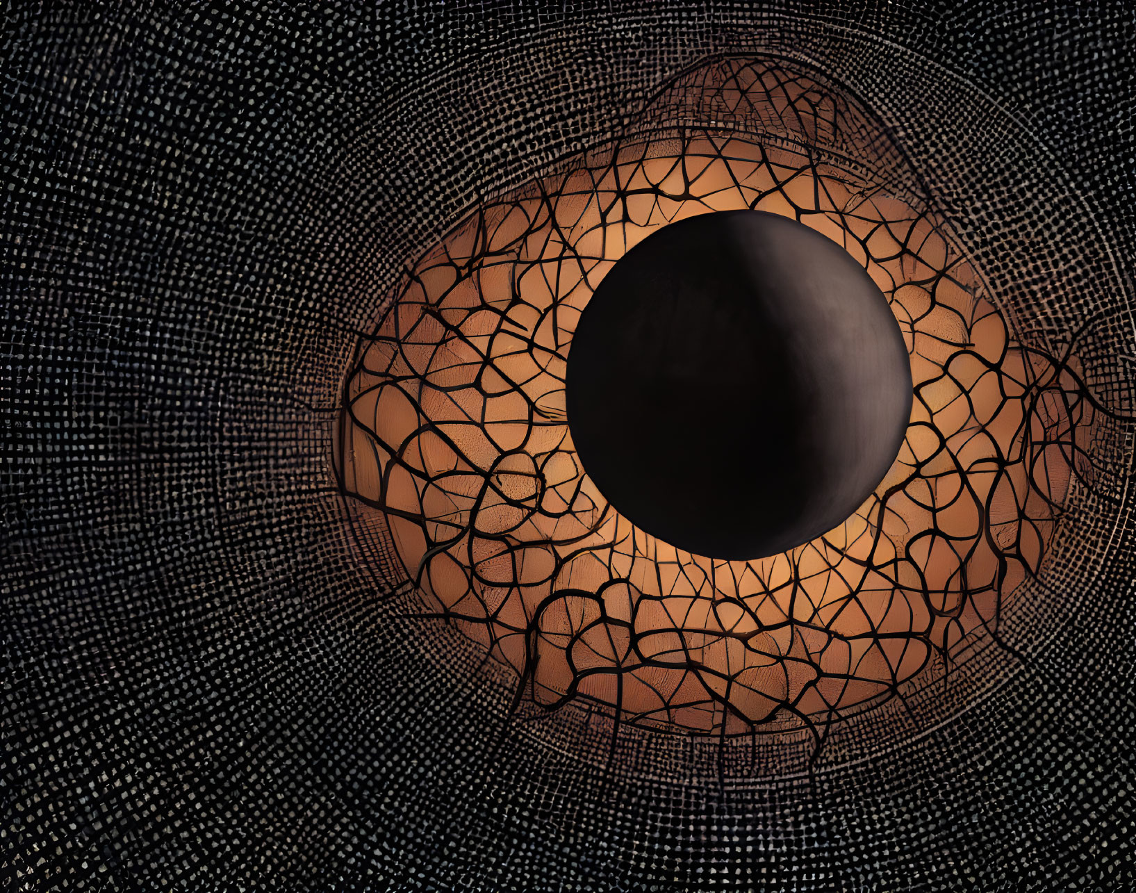 Stylized mosaic eye illustration on textured black background