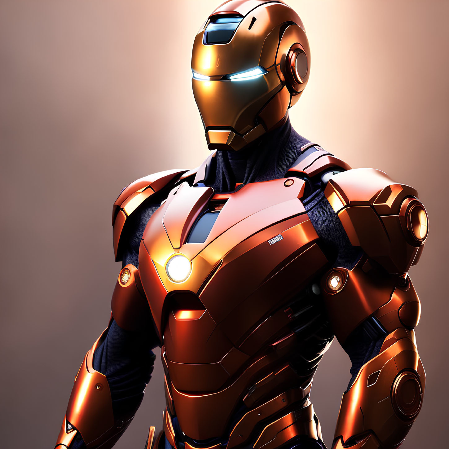 Detailed Close-Up of Gold and Red Iron Man Suit with Glowing Chest Reactor