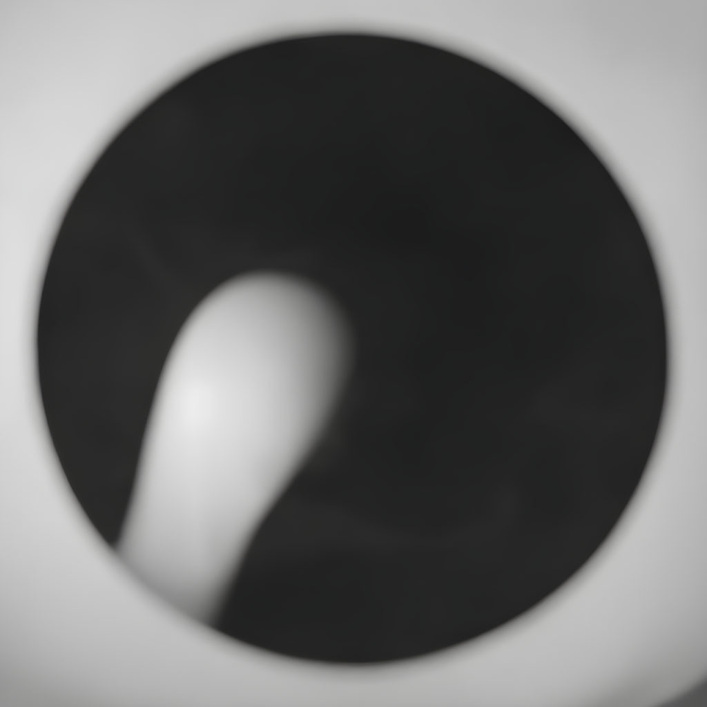 Blurred circular object with black center on white background