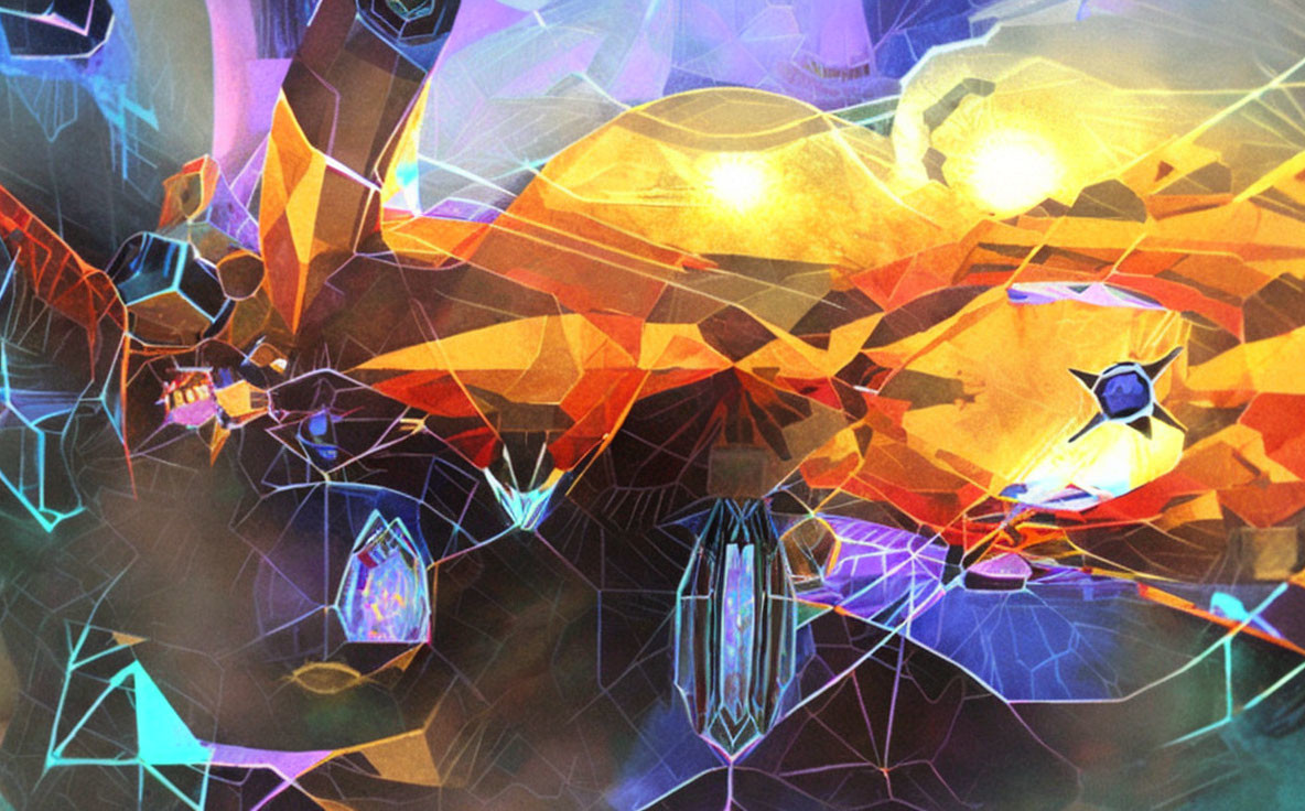 Vivid geometric shapes in abstract digital art