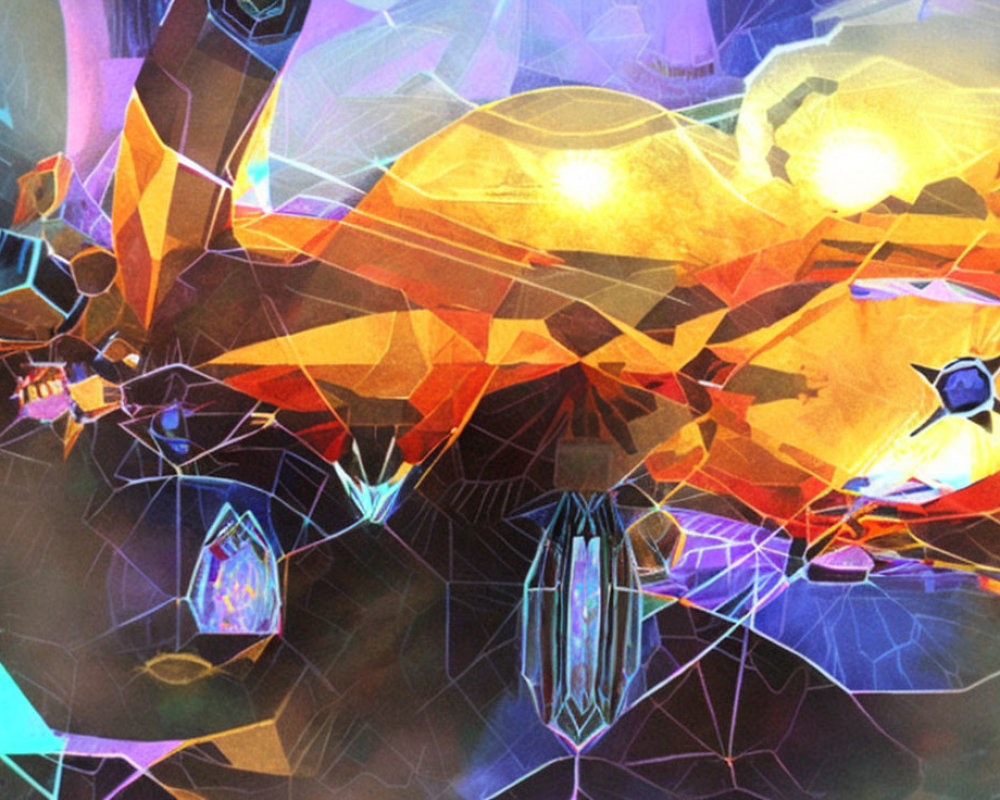 Vivid geometric shapes in abstract digital art