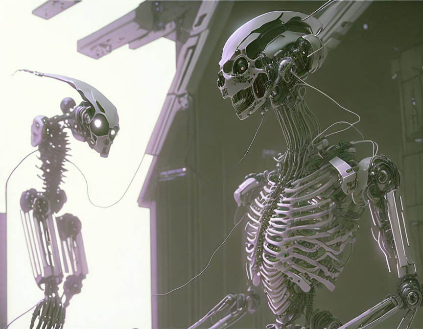 Detailed humanoid robot skeletons in lab setting