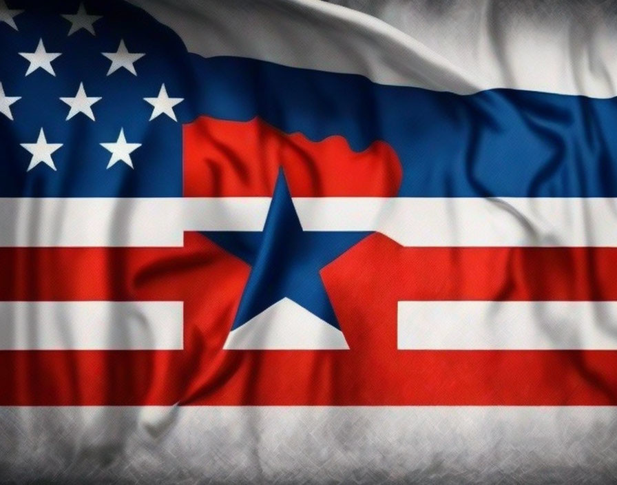 Digital image blending United States and Puerto Rican flags symbolizing connection