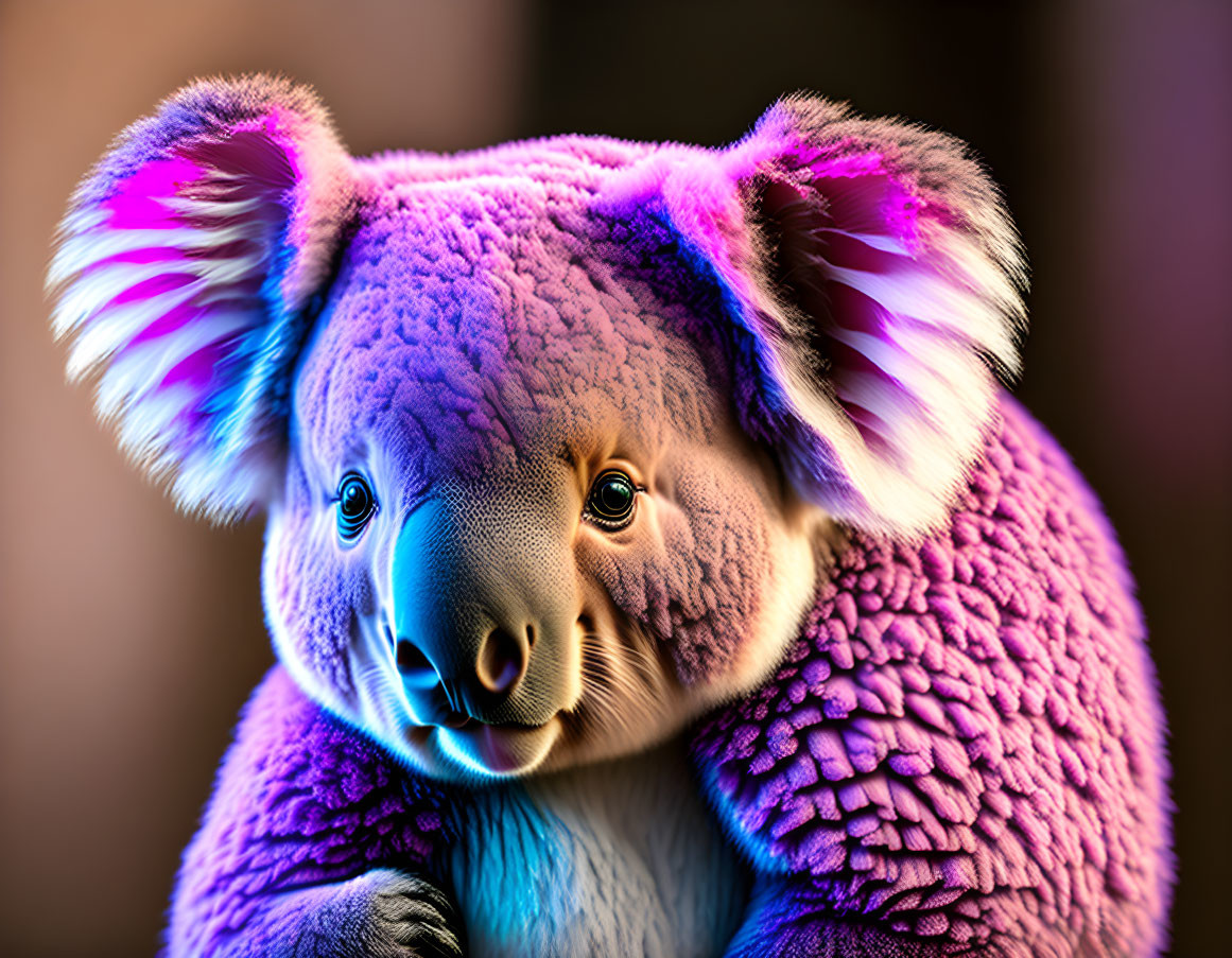 Vibrant Koala Digital Artwork in Purple and Pink Hues