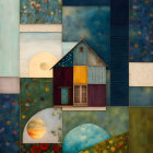 Nine-panel Haunted House Artwork Collage with Eerie Scenes